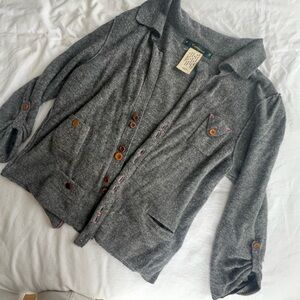 Anthropologie/ Cartonnier grey sweater cardigan size S